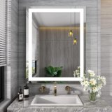 TEX-RO Bathroom Mirror with Led Lights – Wall-Mounted Wash Basin Mirror – Modern Mirror for Bathroom Wall (24×18 Inch)