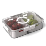Lifelong 2-Compartment Fridge Storage Box with Lid & Handle | Airtight BPA-Free Plastic Container for Fruits, & Vegetables | Multipurpose Organizer Tray for Kitchen, Refrigerator, Pantry & Meal Prep