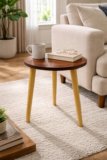 INDCART Small Round End Table MIni Table Side TableFaux Marble Top Solid Wood Side Table Engineered Wood Bedside Table(Finish Color – Brown, DIY(Do-It-Yourself))