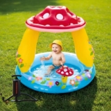 Toy Imagine Combo Mushroom Baby Pool Built-in Shade with Double Quick Air Hand Pump Inflatable Holi Swimming Pool