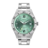 TIMEX Analog Watch for Men with Green Dial & Silver Stainless Steel Bracelet Band – Water Resistant Men’s Wrist Watches -TWEG295SMU01