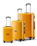 SNITCH Loop 3Pc Set Yellow Polypropylene Hard Travel Suitcase – Suitcase for Travel Set of 3 & Luggage with 4 Wheels, Secure Lock & Free Shoe Bag