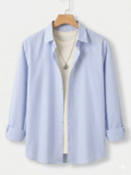 METRONAUT Men Striped Casual Light Blue Shirt
