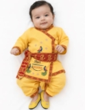 BookMyCostume Cotton Shri Krishna Dress For Baby Boy | Print Krishna Costume For Kids With Patka | Janmashtami Photoshoot Outfit | Kanha Dress For Baby Boy | Fancy Dress Costumes For Kids | 0-6 Months