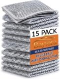 BAYTORA Non Scratch Wire Dish Cloth (Pack of 15), Steel Scrubber for Utensils Cleaning, Multipurpose Wet and Dry Cleaning, Stainless-Steel Dish Wash Scrubber for Washing Dishes, Sinks, Counters