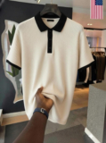 Try This Colorblock Men Polo Neck White T-Shirt
