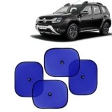 KINGSWAY Car Window Curtain Sticky Sun Shades Compatible with Renault Duster, (Year 2014-2022), Universal Fit Sunshades for Side Window, Rear Window, Blue Color, 4 Pieces