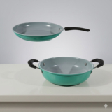 Flipkart SmartBuy 2-Piece Ceramic Non-Stick – 24cm Frypan and 22cm Kadai Induction Bottom Non-Stick Coated Cookware Set(Cast Iron, 2 – Piece)