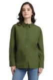 Forever 21 Women’s Solid Regular Fit Shirt (FWS24CWOF0068_Green