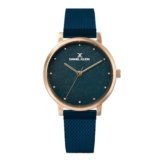 Daniel Klein Analog Blue Textured Round Dial Rose Gold Case Blue Mesh Strap Water-Resistant Wrist Watch for Women Girls, Ladies DK11637-7