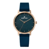 Daniel Klein Analog Blue Textured Round Dial Rose Gold Case Blue Mesh Strap Water-Resistant Wrist Watch for Women Girls, Ladies DK11637-7