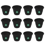 TrustBasket UV Treated Plastic Round Pot (6 Inches) -Black Color – Set of 12