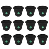 TrustBasket UV Treated Plastic Round Pot (6 Inches) -Black Color – Set of 12