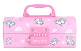 OANGO Plastic Pencil Box With Code Lock Pen Case Kids Pencil Case Style Password Lock Pencil Box Case Multi-Layer Pencil Box For Boys Girls (Orange)