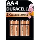 Duracell Alkaline AA Battery, Pack of 4, Everyday Devices, Clock, Toy, Remote