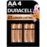 Duracell Alkaline AA Battery, Pack of 4, Everyday Devices, Clock, Toy, Remote
