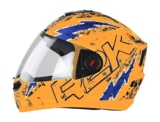 Steelbird SBA-1 R2K Live ISI Certified Full Face Graphic Helmet (Medium 580 MM, Glossy Fluo Orange/Blue with Clear Visor)
