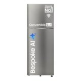 Samsung 396 L, 2 Star, Convertible 5-in-1, Digital Inverter, Frost Free Double Door, Bespoke AI WiFi Enabled Refrigerator (RT41DG6A2BSLHL, Ez Clean Steel/Real Steel, Silver)