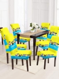 Cortina Dining Chair Slipcovers | Protection Chair Cover | Cartoon Print, Removable, Washable | Universal Fit Super Soft Stretchy Polyester Spandex | Hotel, Marriage, Wedding | Pack of 6, Yellow