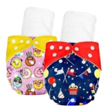 Bumtum Baby Diaper | 0-3 Yrs Baby Freesize | Pack of 2, New Born Baby Diaper, Cloth Diaper, Waterproof Reusable Diaper, 5hrs Absorbency, Washable, Cotton Soaker, Extra Soft (Dounut + Birthday Red)