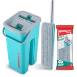 Spotzero By Milton 2-1 Flat Mop I Wash and Dry Chamber I Flexible Head I Premium 4X Absorbent Microfiber Refills I Floor Plus Wall Mop I Long Handle I Compact- Lightweight I 2.8 Litre