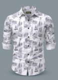 RUHISHVA FASHION Men Printed Casual White Shirt
