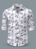 RUHISHVA FASHION Men Printed Casual White Shirt