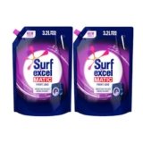 Surf Excel Matic Front Load Liquid Detergent 3.2 L Refill, Designed for Tough Stain Removal on Laundry in Washing Machines – Mega Pack (Pack of 2)
