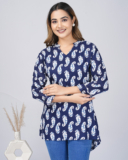 Fabitude Women Printed Straight Kurta(Dark Blue)