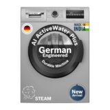 Bosch 8 kg 5 Star Front Load Fully-Automatic Washing Machine, Steam Hygiene, AI ActiveWater, 15 Wash Programs, No Tangle or Wrinkle, SoftCare Paddle, Shiny Silver, WAJ2826BIN