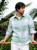 METRONAUT Men Checkered Casual Light Green Shirt