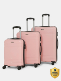 Teakwood Leathers Unisex Textured Set of 3 Trolley Bag (Small-Medium-Large,Rose) Cabin & Check-in Set 8 Wheels – 30 INCH