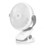 LONGWAY Clipzy Portable Rechargeable Clip Fan with 360° Rotation | 3 Speed Control | BLDC Motor | Type-C Charging | Silent Operation Table Fan for Home, Office & Travel | 1 Year Warranty (White)