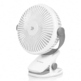 LONGWAY Clipzy Portable Rechargeable Clip Fan with 360° Rotation | 3 Speed Control | BLDC Motor | Type-C Charging | Silent Operation Table Fan for Home, Office & Travel | 1 Year Warranty (White)