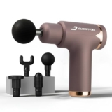 Durafit91™ PULSE PRO Handy Deep Tissue Massage Gun for Full-Body Pain Relief, Rechargeable and Cordless with Lithium Battery | 6 Speed Intensities (Low to High) | Includes 4 Interchangeable Massage Heads for Various Muscle Relaxation Needs (Neck, Shoulder, Back, and Foot) for Men and Women | Suitable for Use at Home, the Gym, and During Travel (Purple)