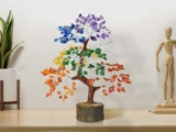 PREK 7 Seven Chakra Crystal Tree Gemstone Tree Crystal Showpieces For Home Decor Items Good Luck Gifts with Silver Wire and 300 Beads Size 10-12 Inches (Seven Chakra Silver)