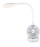 Bajaj Airlight 85 MM Personal Rechargeable Fan With Task Lighting | 8 W Table Fan | 360-Degree Table Lamp | 3-6 Hours Battery Backup | Silent Operation | USB Charging Fan | 1-Year Warranty 【White】