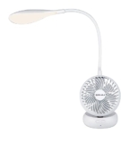 Bajaj Airlight 85 MM Personal Rechargeable Fan With Task Lighting | 8 W Table Fan | 360-Degree Table Lamp | 3-6 Hours Battery Backup | Silent Operation | USB Charging Fan | 1-Year Warranty 【White】