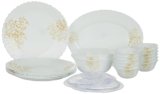 Larah by Borosil Ingot Fluted Series Opalware Dinner Set | 23 Pieces for Family of 6 | Microwave & Dishwasher Safe | Bone-Ash Free | Crockery Set for Dining & Gifting | Plates & Bowls | White