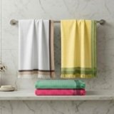Athom Living Cotton Waffle Border Bath Towel Set, Lightweight & Quick Dry, Premium Soft Absorbent Fabric, 75×150 cm, Pack of 4 – Durable, Skin-Friendly & Machine Washable
