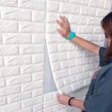 POZET 3D Brick Wallpaper PE Foam self Adhesive Brick Design Wall Stickers/DIY Wallpaper for Home Hotel Living Room Bedroom Cafe Deco (70 x 77 cm) – White