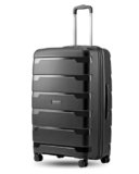 SNITCH Layer Large Size Black Polypropylene Hard Travel Suitcase – Large Trolley Bags & Luggage with 8 Wheels, Premium Lock, Wet & Dry Pouch & Free Shoe Bag