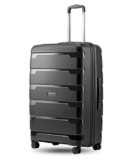 SNITCH Layer Large Size Black Polypropylene Hard Travel Suitcase – Large Trolley Bags & Luggage with 8 Wheels, Premium Lock, Wet & Dry Pouch & Free Shoe Bag