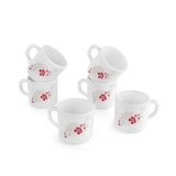 CELLO Opalware Dazzle Stella Mug Small Scarlett Blis | Cups for Tea,Coffee,Espressoc | Thermal Resistant | Light Weight | 100ml, Set of 6