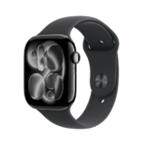 Apple Watch Series 11 GPS 46mm Jet Black Aluminium Case with Black Sport Band – M/L