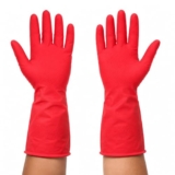 AM Safe-X Rubber Cleaning Gloves for Kitchen & Household 1 Pair|Heavy Duty Reusable Rubber Gloves|Waterproof, Non-Slip Grip, Chemical Resistant Gloves for Dishwashing, Bathroom & Home Cleaning (Red)