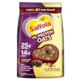 Saffola 25g High Protein Oats | 14g High Fibre | 400g | Chocolate flavour | No Refined Sugar | With Almonds, Raisin, Pumpkin and Chia Seeds | Rolled Oats for Weight management & Muscle gain