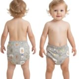 Bembika Baby Training Pant Soft Cotton Reusable Potty Training Pants For Kids Leak-Resistant, Padded Underwear For Babies To Support Diaper Free Transition (L Size For 18-24 Months Bunny Bear Theme)