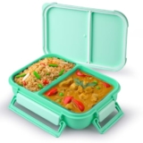 ATTRO Gourmet 2 Compartment Lunch Box Portable Meal Organizer for Office, School BPA-Free, Food Grade, Freezersafe, Microwave & Oven Safe 1200ml Mint Green, Plastic