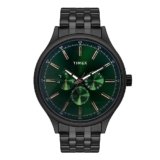 TIMEX Analog Watch for Man with Green Round Dial & Black Stainless Steel Bracelet Band Water Resistant Men’s Wrist Watches – TWEG184SMU12